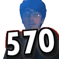 a man with glasses and the number 570 in front of him