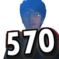 a man with glasses and the number 570 in front of him