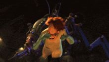 a purple cartoon character with a big smile on his face surrounded by purple tentacles