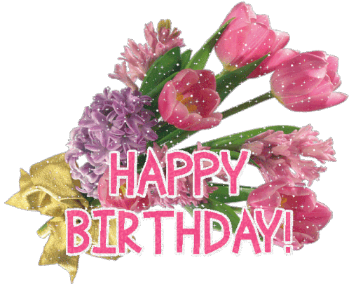 Happy Birthday Flowers Sticker - Happy Birthday Flowers Glitter