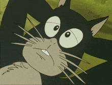 a close up of a cartoon cat with a surprised look on his face
