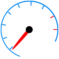 a blue and white speedometer with the words le padhoc on it