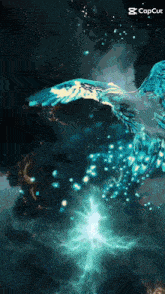 an animated image of a bird with a capcut logo in the lower right corner
