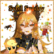 a picture of sybil sunday with a girl and a pony