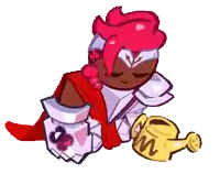 a cartoon character is holding a watering can in his hands .