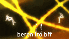 two people are sitting in front of a yellow light and the words beren iro bff are on the screen