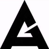a black and white triangle with a tree in the middle of it .