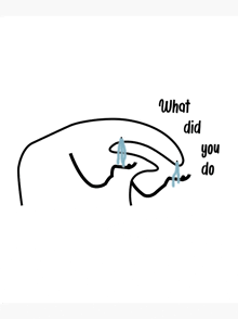 a line drawing of a person crying with the words `` what did you do '' written above it .