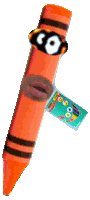 an orange crayon with a tag that says ' disney ' on it