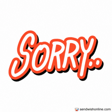 the word sorry is written in orange letters on a white background