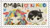 a drawing of a boy and a girl on a stamp .