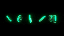 the letters c r 34 and e are glowing green