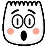 a cartoon face with a surprised look on its face .