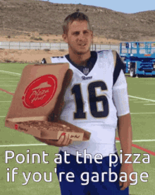 jared goff la rams point at the pizza