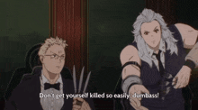 a man holding a knife next to another man holding a fork with the words why did you throw a fork