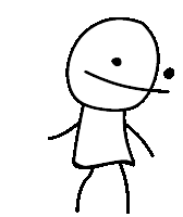 a black and white drawing of a stick figure with a smiley face and the letter n on his shoulder .
