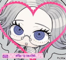 a drawing of a girl with a heart around her and the words epito < 3 sariel on the bottom