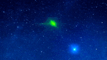 a blue background with a white glowing object in the middle