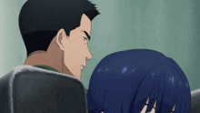 a man and a woman are looking at each other in an anime scene