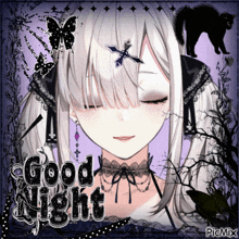 a picture of a girl says good night