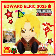 a picture of a stuffed edward elric from full metal alchemist