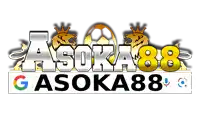 a logo for asoka88 with a soccer ball and two lions on it