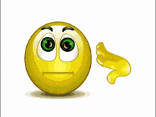 a surprised smiley face with a yellow swirl coming out of it 's mouth