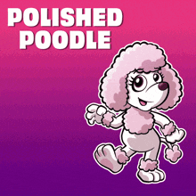 a cartoon illustration of a poodle on a pink background