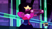a cartoon character is taking a picture of herself with a special cn logo in the corner