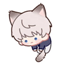 a cartoon drawing of a boy with cat ears and a cat tail .