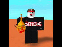 a roblox character is holding a bottle of master mojo