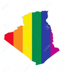 a map of algeria with rainbow colored stripes on it