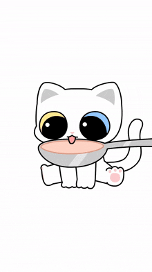 a cartoon drawing of a cat with a surprised face on its face