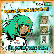 a happy serra sunday greeting card with a girl