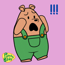 a cartoon of a bear wearing green overalls and a pants bear logo