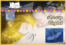 a picture of a girl sleeping and the words sleep tight