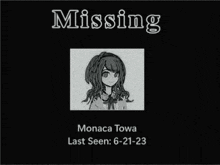 a black and white drawing of monaca towa