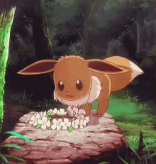 Pokemon Eevee GIF - Pokemon Eevee Flower GIFs