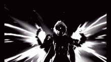 a glowing object is flying through the air in a dark room