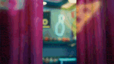 a blurred image of a number 8 on a wall