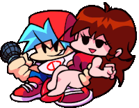 a cartoon of a boy and a girl with a microphone in their hands