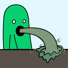 a cartoon of a green monster with a long tongue coming out of it 's mouth