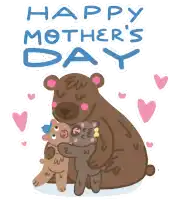 a happy mother 's day greeting card with a mother bear hugging her baby bear