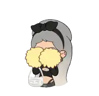 a cheer up sticker with a cartoon girl holding pom poms