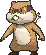 a pixel art of a hamster wearing a hat and a bandana .