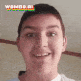 a close up of a man 's face with the words wombo.ai on the bottom