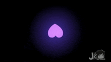 a purple heart is glowing in the dark with a loading bar in the corner .