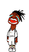 a cartoon of a man with dreadlocks crying