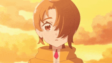 a close up of a girl 's face with orange hair