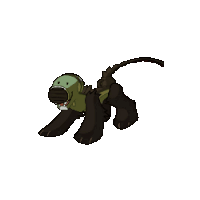 a pixel art drawing of a dog wearing a mask